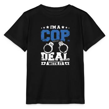 Policier, je suis un flic, je m’en occupe - T-shirt bio MINI CREATOR Stanley/Stella Enfant - noir - Devant - Mikhail (115cm)