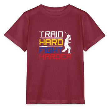 Entraînez-vous dur, combattez plus fort Escrima - T-shirt bio MINI CREATOR Stanley/Stella Enfant - bordeaux - Devant - Kain (125cm)