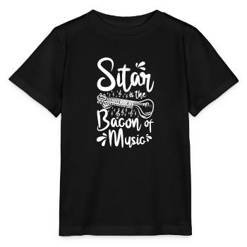 Le sitar est le lard de la musique - T-shirt bio MINI CREATOR Stanley/Stella Enfant - noir - Devant - Mikhail (115cm)