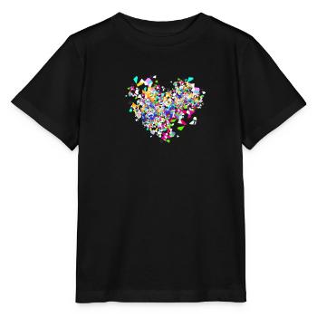 Confettis, Coeur, Carnaval, Coeur De Confettis - T-shirt bio MINI CREATOR Stanley/Stella Enfant - noir - Devant - Mikhail (115cm)