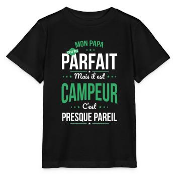 Mon papa n'est pas parfait - Campeur - T-shirt bio MINI CREATOR Stanley/Stella Enfant - noir - Devant - Mikhail (115cm)