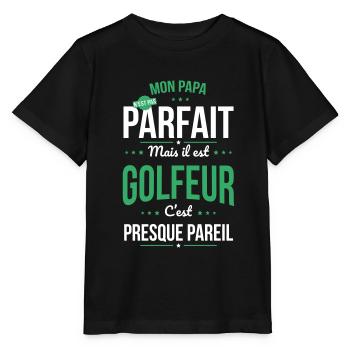Mon papa n'est pas parfait - golfeur - T-shirt bio MINI CREATOR Stanley/Stella Enfant - noir - Devant - Mikhail (115cm)