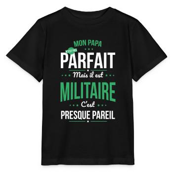 Mon papa n'est pas parfait - Militaire - T-shirt bio MINI CREATOR Stanley/Stella Enfant - noir - Devant - Mikhail (115cm)