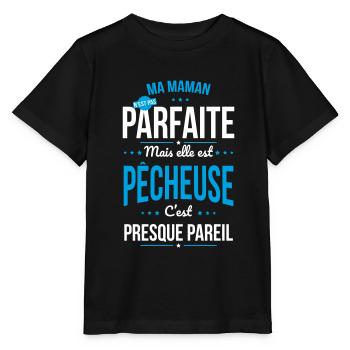 Ma maman n'est pas parfaite - Pêcheuse - T-shirt bio MINI CREATOR Stanley/Stella Enfant - noir - Devant - Mikhail (115cm)