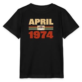 49th birthday April Born 1974 Gift idea - Stanley/Stella MINI CREATOR Kids’ T-Shirt - black - Front - Mikhail (115cm)