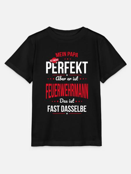 Mein Papa ist nicht perfekt - Feuerwehrmann - Stanley/Stella T-shirt MINI CREATOR til børn - sort