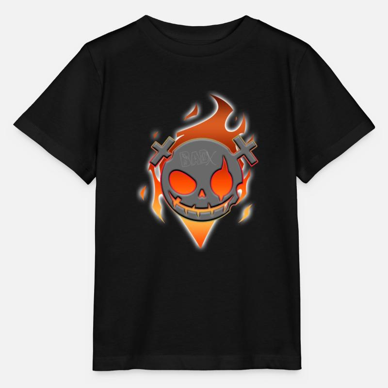Comic Flame Skull - Stanley/Stella MINI CREATOR Kids’ T-Shirt - black
