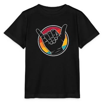 Hang ten / Vdub Greeting / Shaka wave - Aircooled - T-shirt bio MINI CREATOR Stanley/Stella Enfant - noir - Devant - Mikhail (115cm)