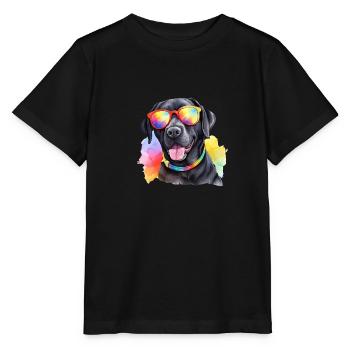 Cooler Labrador Retriever Hund mit Sonnenbrille - Stanley/Stella Kinder T-Shirt MINI CREATOR  - Schwarz - Vorne - Mikhail (115cm)