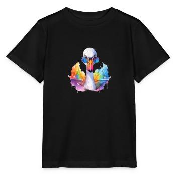 Cygne frais coloré avec des lunettes de soleil - T-shirt bio MINI CREATOR Stanley/Stella Enfant - noir - Devant - Mikhail (115cm)