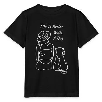 DOGS DOGS LOVE PET DOG LOVE WAU MOTIF - Stanley/Stella MINI CREATOR Kids’ T-Shirt - black - Front - Mikhail (115cm)