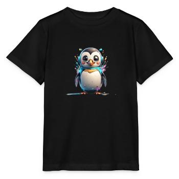 Roboter Pinguin - Stanley/Stella Kinder T-Shirt MINI CREATOR  - Schwarz - Vorne - Mikhail (115cm)