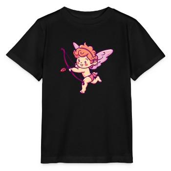 Saint-Valentin ange arc et flèche Cupidon - T-shirt bio MINI CREATOR Stanley/Stella Enfant - noir - Devant - Mikhail (115cm)