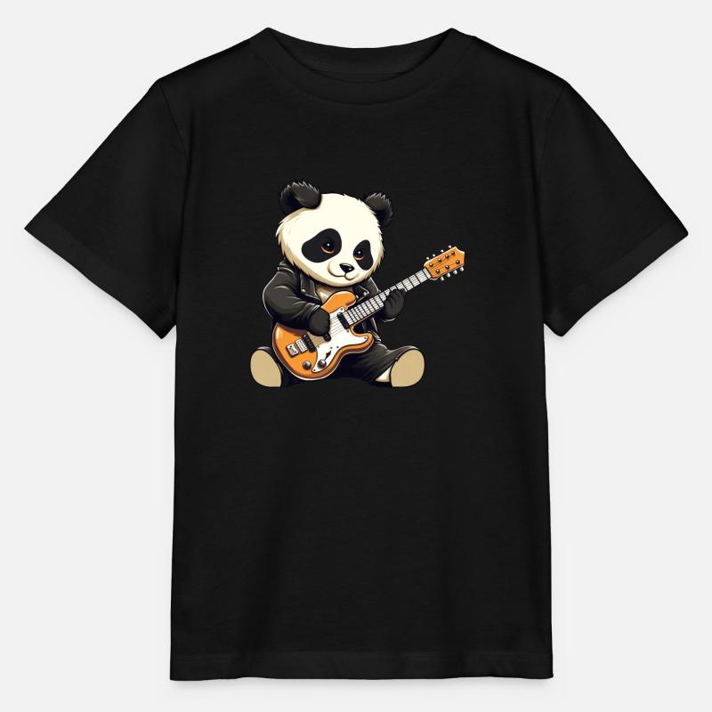 Guitariste et rocker panda cool - T-shirt bio MINI CREATOR Stanley/Stella Enfant - noir