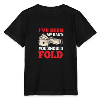 J’ai vu ma main que tu devrais plier drôle poker - T-shirt bio MINI CREATOR Stanley/Stella Enfant - noir - Devant - Mikhail (115cm)