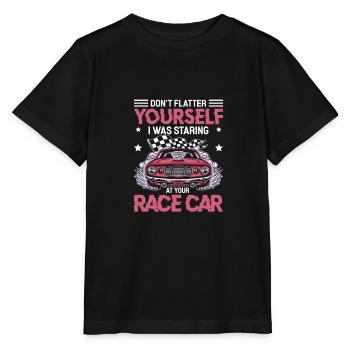Je regardais votre piste de terre drôle de voiture de course - T-shirt bio MINI CREATOR Stanley/Stella Enfant - noir - Devant - Mikhail (115cm)