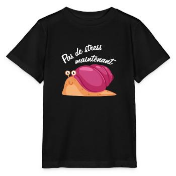 Pas de stress, un escargot qui dort. - T-shirt bio MINI CREATOR Stanley/Stella Enfant - noir - Devant - Mikhail (115cm)