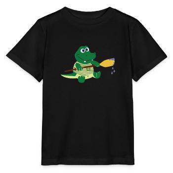 Crocodile with paddle - Stanley/Stella MINI CREATOR Kids’ T-Shirt - black - Front - Mikhail (115cm)