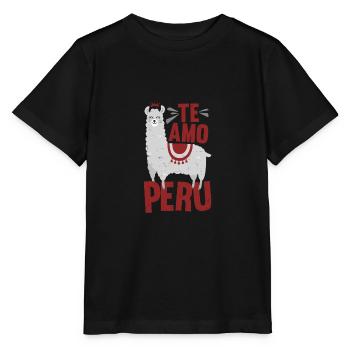 I love Peru - Te amo Peru print Slim Fit product - Stanley/Stella MINI CREATOR Kids’ T-Shirt - black - Front - Mikhail (115cm)