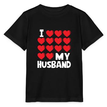 I Love My Husband - Stanley/Stella Kinder T-Shirt MINI CREATOR  - Schwarz - Vorne - Mikhail (115cm)