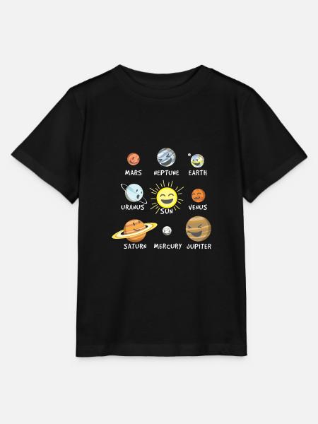 Lustiges Sonnensystem - Stanley/Stella Kinder T-Shirt MINI CREATOR - Schwarz