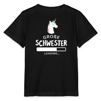 Große Schwester Loading Einhorn Unicorn - Stanley/Stella Kinder T-Shirt MINI CREATOR  - Schwarz - Vorne - Mikhail (115cm)