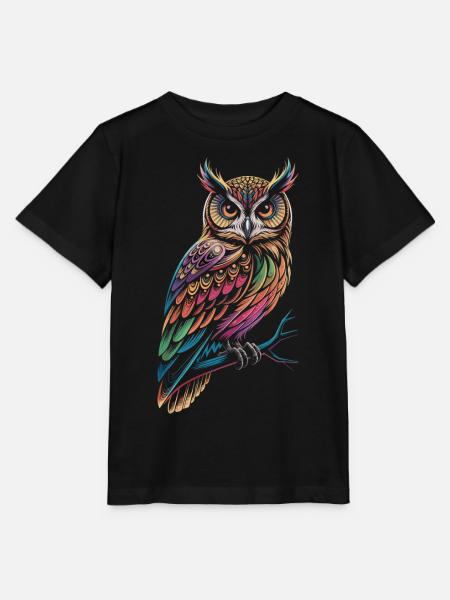 Bunte Eule – Mystisch & Farbig - Stanley/Stella Kinder T-Shirt MINI CREATOR - Schwarz