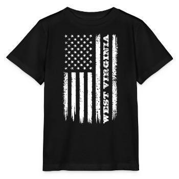 Flagge USA West Virginia Bundesstaat Geschenk - Stanley/Stella Kinder T-Shirt MINI CREATOR  - Schwarz - Vorne - Mikhail (115cm)