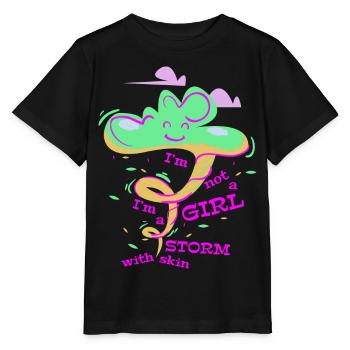I´m not a Girl , I´m a Storm with skin - Stanley/Stella Kinder T-Shirt MINI CREATOR  - Schwarz - Vorne - Mikhail (115cm)