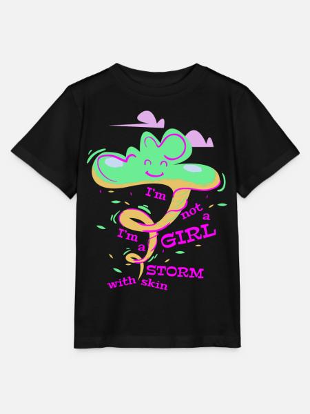 Je ne suis pas une fille, je suis une tempête avec la peau - T-shirt bio MINI CREATOR Stanley/Stella Enfant - noir