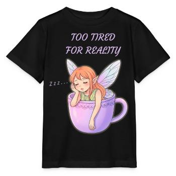 Tired Fairy Sleeping In The Mug - T-shirt bio MINI CREATOR Stanley/Stella Enfant - noir - Devant - Mikhail (115cm)