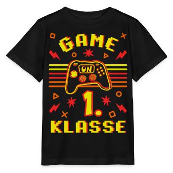 Einschulung - Gaming - Game on! 1. Klasse - Stanley/Stella Kinder T-Shirt MINI CREATOR  - Schwarz - Vorne - Mikhail (115cm)