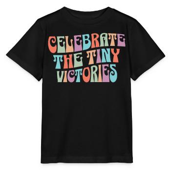 Berühmte Les Petites Victoires motivierende Phrase - Stanley/Stella Kinder T-Shirt MINI CREATOR  - Schwarz - Vorne - Mikhail (115cm)