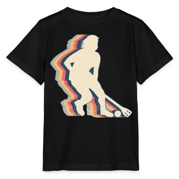 Broomball Player Team Retro Line Art - Stanley/Stella MINI CREATOR Kids’ T-Shirt - black - Front - Mikhail (115cm)