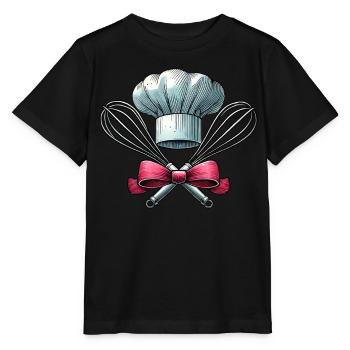 Coquette Bow Baking Chef Hat Whisk - Stanley/Stella MINI CREATOR Kids’ T-Shirt - black - Front - Mikhail (115cm)