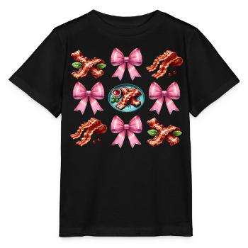 Coquette Bow Bacon Strips Schweinefleisch Mom - Stanley/Stella Kinder T-Shirt MINI CREATOR  - Schwarz - Vorne - Mikhail (115cm)