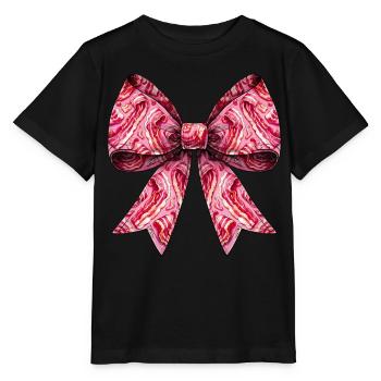 Coquette Bow Bacon Strips Pattern - Stanley/Stella MINI CREATOR Kids’ T-Shirt - black - Front - Mikhail (115cm)