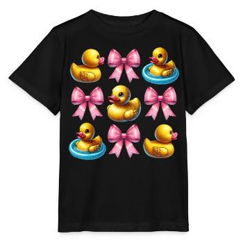 Coquette Bow Rubber Ducky Ducky Mom Mothers Day - Stanley/Stella MINI CREATOR Kids’ T-Shirt - black - Front - Mikhail (115cm)
