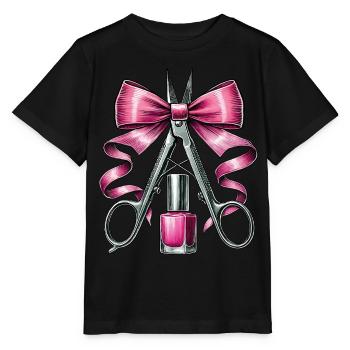 Coquette Bow Nail Tech Esthéticienne - T-shirt bio MINI CREATOR Stanley/Stella Enfant - noir - Devant - Mikhail (115cm)