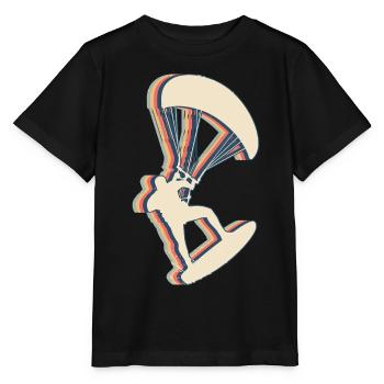 Kitesurfing Kite Surfer Retro Line Art - Stanley/Stella MINI CREATOR Kids’ T-Shirt - black - Front - Mikhail (115cm)
