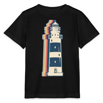 Lighthouse Seaside Retro Line Art - Stanley/Stella MINI CREATOR Kids’ T-Shirt - black - Front - Mikhail (115cm)