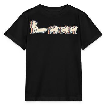 Mushing Sled Dog Sledding Retro Line Art - Stanley/Stella MINI CREATOR Kids’ T-Shirt - black - Front - Mikhail (115cm)