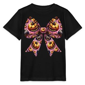 Coquette noeud citrouille motif effrayant Halloween maman - T-shirt bio MINI CREATOR Stanley/Stella Enfant - noir - Devant - Mikhail (115cm)