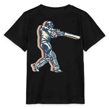 Cricket Player Team Retro Line Art - Stanley/Stella MINI CREATOR Kids’ T-Shirt - black - Front - Mikhail (115cm)