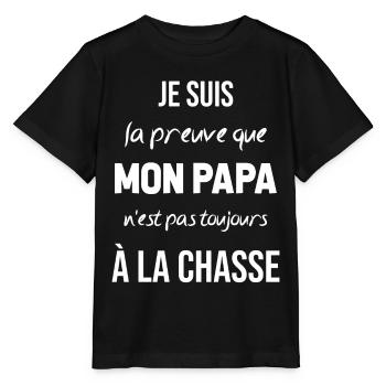 La preuve que mon papa pas toujours chasse - T-shirt bio MINI CREATOR Stanley/Stella Enfant - noir - Devant - Mikhail (115cm)