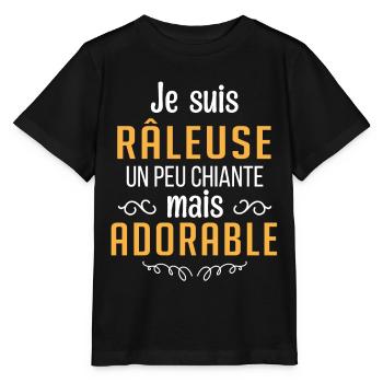 Je suis râleuse un peu chiante mais adorable - T-shirt bio MINI CREATOR Stanley/Stella Enfant - noir - Devant - Mikhail (115cm)