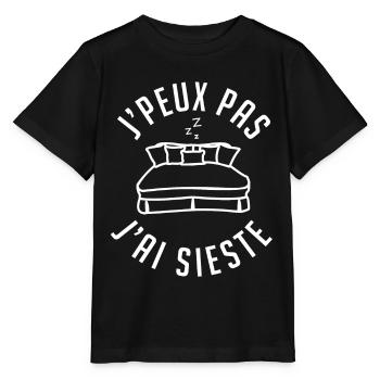 sieste je peux pas j'ai sieste - T-shirt bio MINI CREATOR Stanley/Stella Enfant - noir - Devant - Mikhail (115cm)
