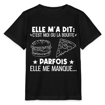 Elle a dit moi ou la bouffe elle me manque parfois - T-shirt bio MINI CREATOR Stanley/Stella Enfant - noir - Devant - Mikhail (115cm)