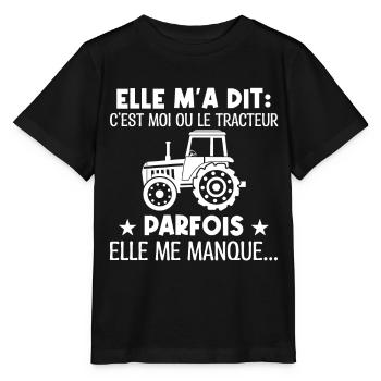 moi ou le tracteur, parfois elle me manque - T-shirt bio MINI CREATOR Stanley/Stella Enfant - noir - Devant - Mikhail (115cm)