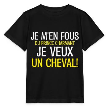 Je m'en fous du prince charmant je veux un cheval - T-shirt bio MINI CREATOR Stanley/Stella Enfant - noir - Devant - Mikhail (115cm)